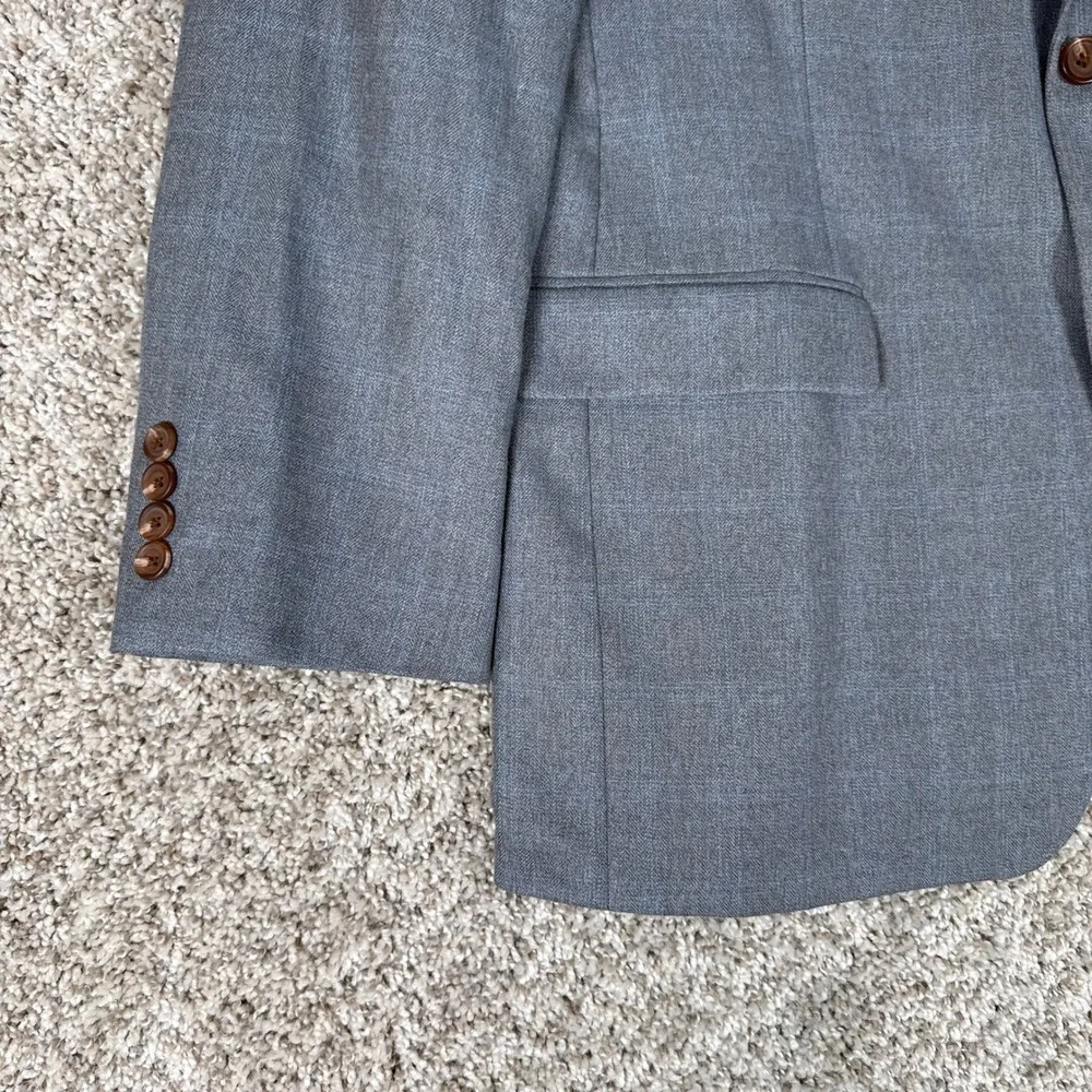 Lauren Ralph Lauren Blazer Mens 42R Grey Blue Plaid Two Button Double Vent Notch